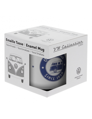 Caneca de metal esmaltado branco VW T1 500ml