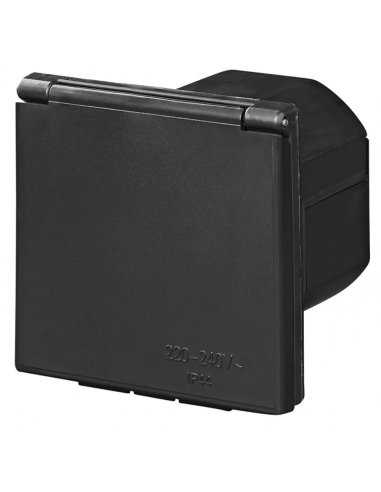 Toma exterior de 3 pines CEE 220V integrado de pared negro ProPlus