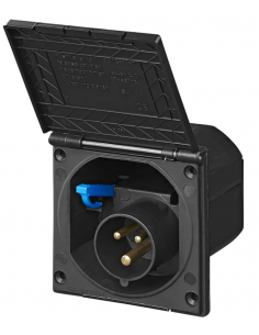 Toma exterior de 3 pines CEE 220V integrado de pared negro ProPlus