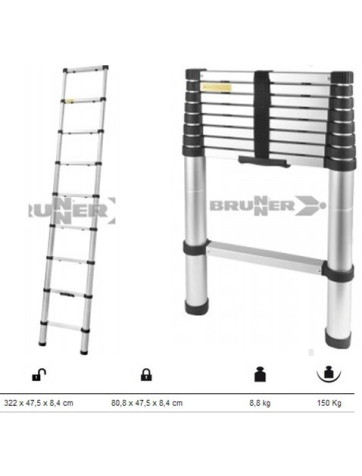 Escalera telescópica de aluminio altura 3,22m