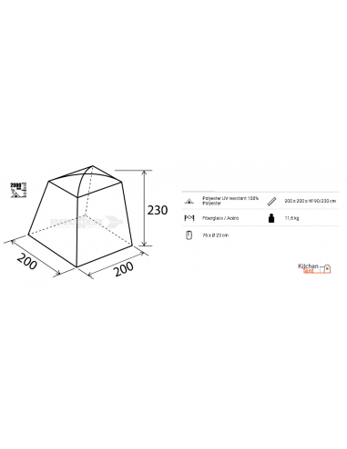 Chef II kitchen tent 200 x 200 cm Brunner