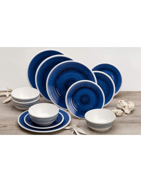 Vajilla de melamina de 12 piezas Flamifield Azure