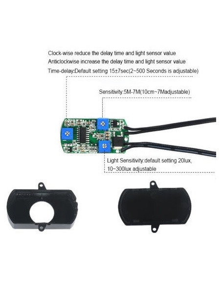 Détecteur de mouvement de 5 à 25 V. Réglable