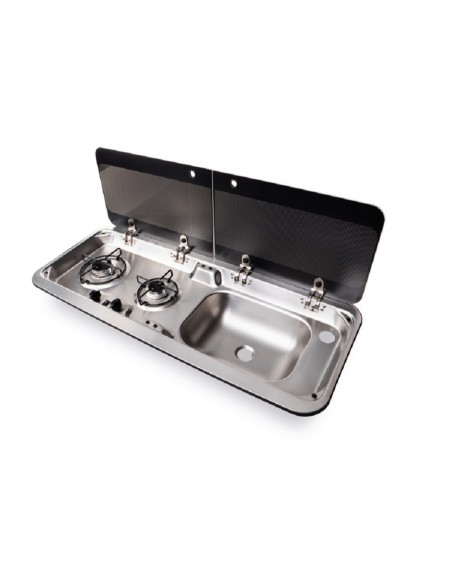 Fornello Carbest 2 fuochi con lavello destro