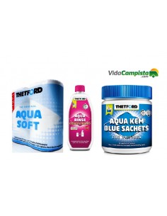 Pack Aqua kem Blue Sachets + Rinse concentrado + papel higienico Thetford