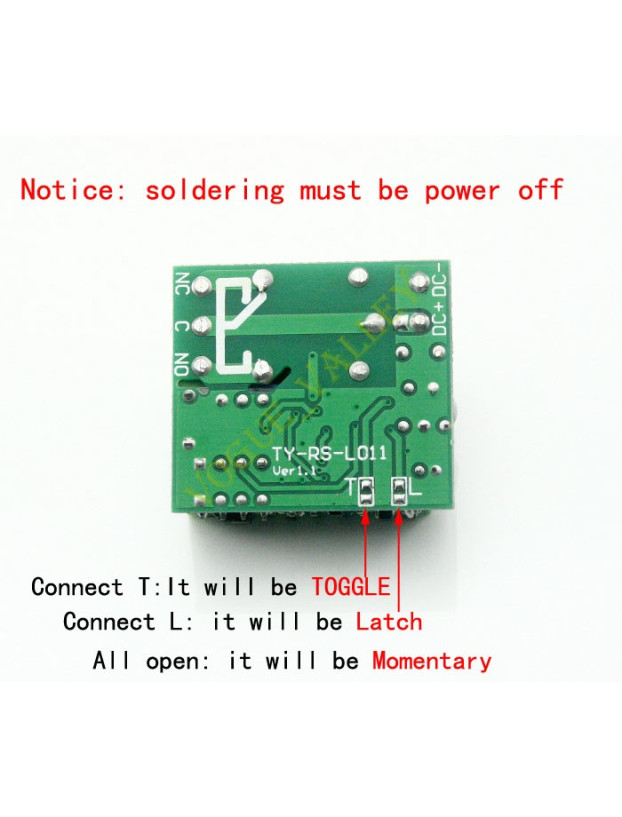 Receiver 1 channel 12v mini with 1 control