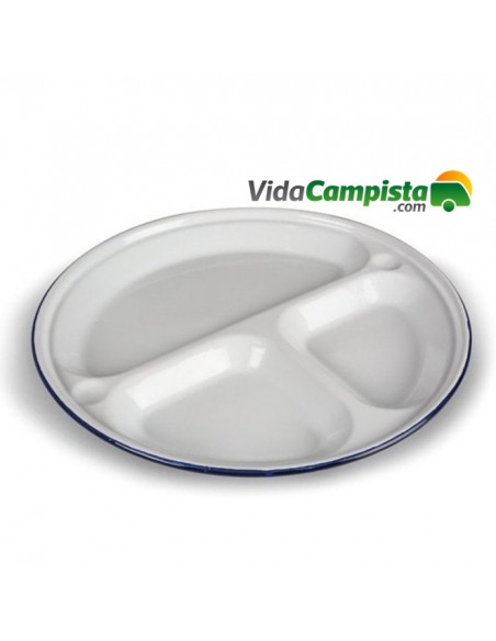 Placa de metal redonda com três seções. Placa de metal redonda com três seções.