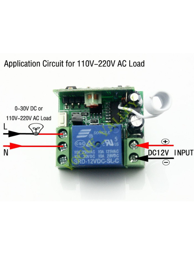 Receiver 1 channel 12v mini with 1 control