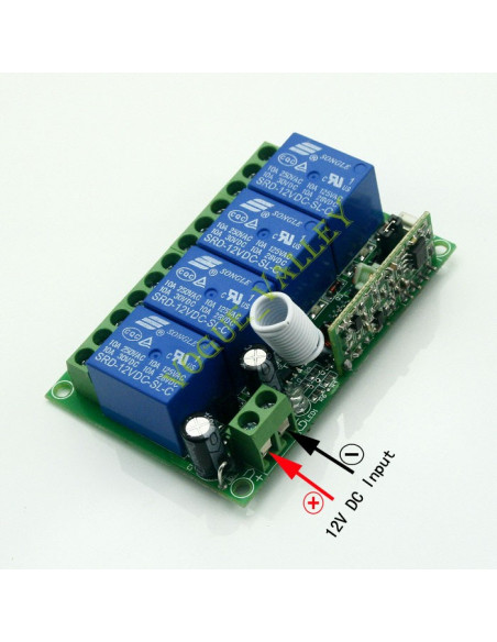 Receptor de 4 canais com controle de 12v Receptor de 4 canais com controle de 12v