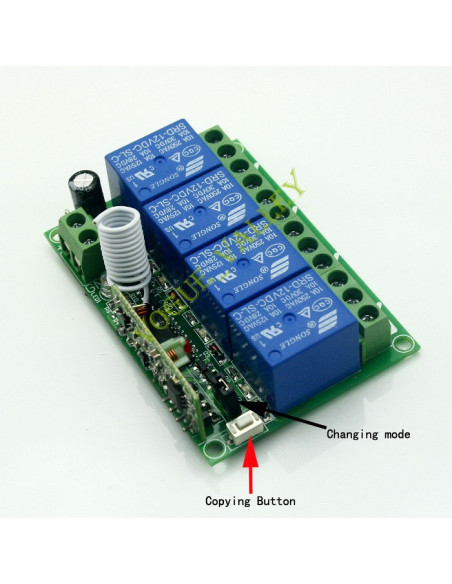 Receptor de 4 canais com controle de 12v Receptor de 4 canais com controle de 12v