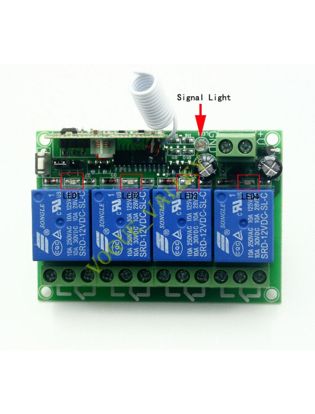 Receptor 4 canales con mando 12v