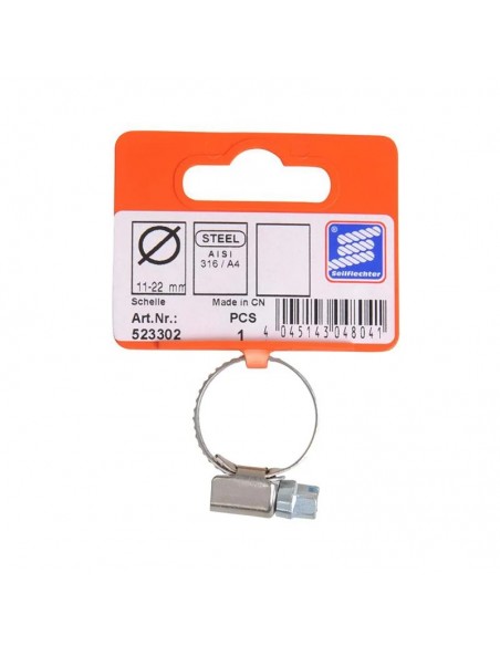 Abrazadera de manguera de butano11-22mm, A4 RVS AISI 316 Abrazadera de manguera de butano11-22mm, A4 RVS AISI 316