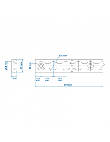 Aluminum loading rail 60cm. Pro Plus