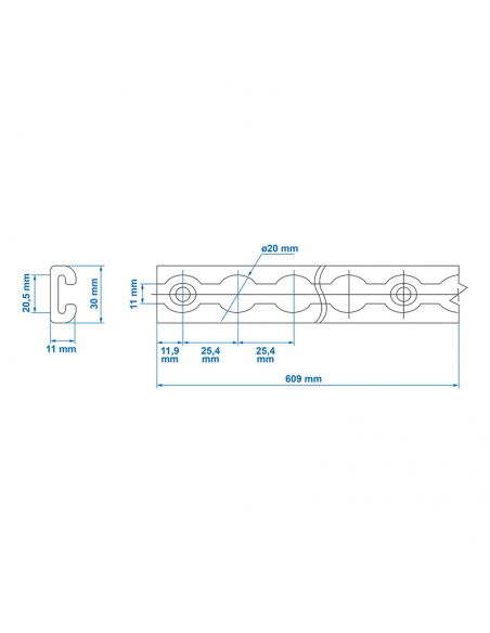 Raíl de carga de aluminio 60cm. ProPlus