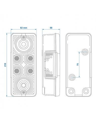 Luz trasera caravana de 4 funciones 210x83mm