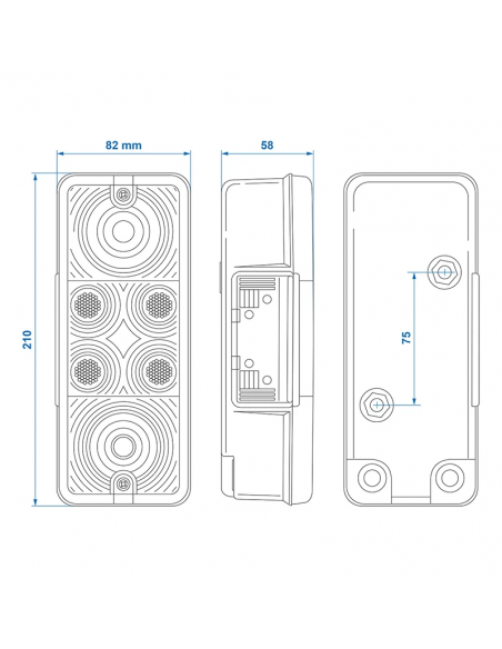 Luz trasera caravana de 4 funciones 210x83mm