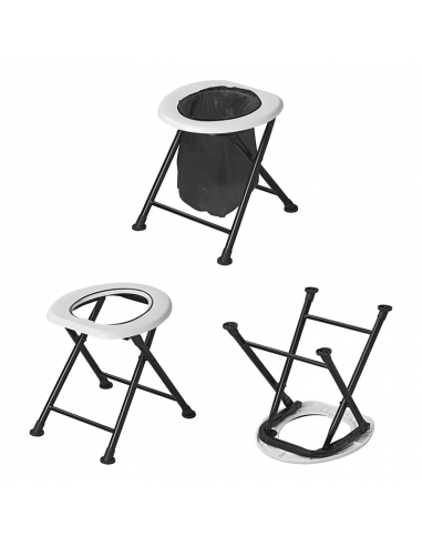 Toilette pliante pour attacher un sac.
