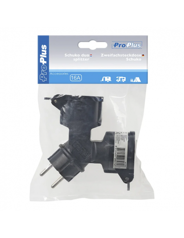 Enchufe con 2 salidas hembra Schuko. ProPlus