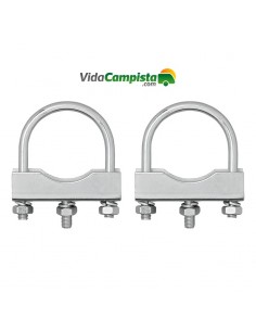 Pack de 2 abrazaderas en U redondo de 60/70mm para abrazadera rueda jockey ProPlus