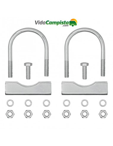 Pack de 2 abrazaderas en U redondo de 60/70mm para abrazadera rueda jockey ProPlus