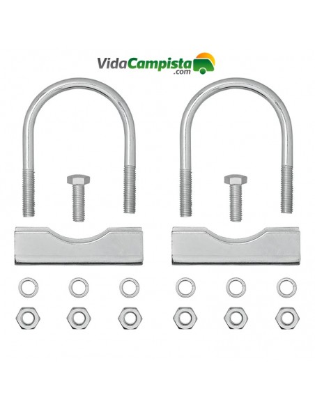 Pack de 2 abrazaderas en U redondo de 60/70mm para abrazadera rueda jockey ProPlus