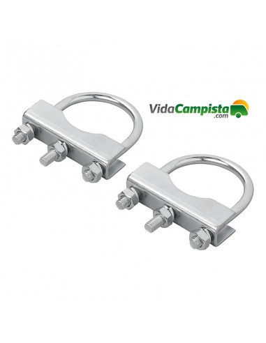 Pack de 2 abrazaderas en U redondo de 60/70mm para abrazadera rueda jockey ProPlus