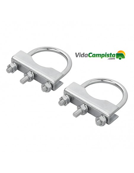 Pack de 2 abrazaderas en U redondo de 60/70mm para abrazadera rueda jockey ProPlus