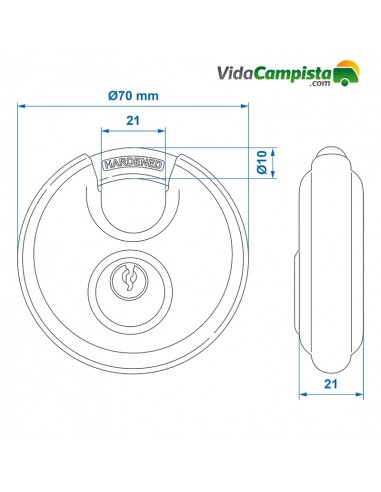 Candado de disco de 70mm, 2 piezas con llaves iguales ProPlus