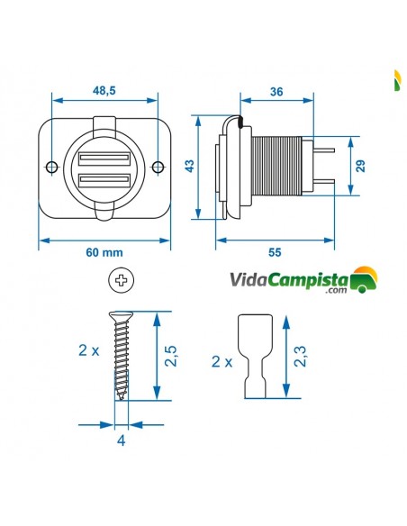 Doppia porta USB da incasso 3100mA 12V/24V ProPlus