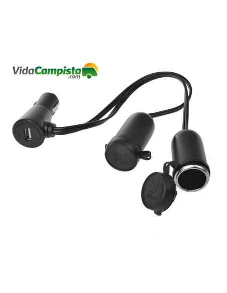 Enchufe de 2 vías + enchufe con USB 2100mA 12V/24V ProPlus