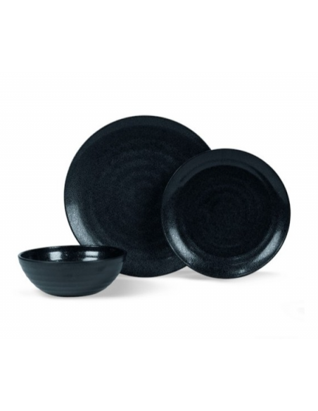 Vaisselle 12 pièces en mélamine Ebony Coble. Kampa