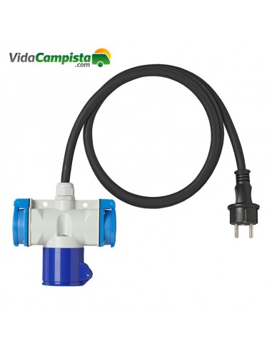 150cm 3x2,5mm² Adapterkabel von Schuko Stecker auf 1xCEE + 2xSchuko Stecker