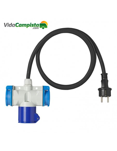 Cable adaptador de 150cm 3x1,5mm² de enchufe Schuko a conector 1xCEE + 2xSchuko Cable adaptador de 150cm 3x1,5mm² de enchufe Schuko a conector 1xCEE + 2xSchuko