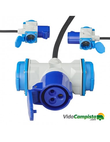 Cabo adaptador de 150cm 3x2.5mm² do plugue Schuko para o conector 1xCEE + 2xSchuko