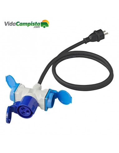 150cm 3x2,5mm² Adapterkabel von Schuko Stecker auf 1xCEE + 2xSchuko Stecker