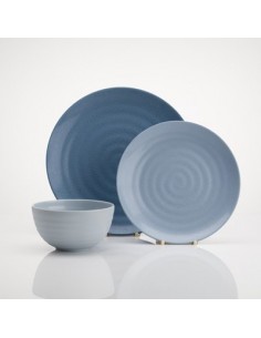 Vajilla rustica de melamina azul cielo 12 piezas