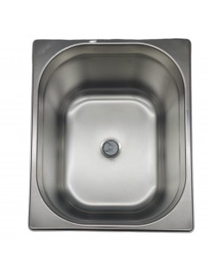 Lavabo rectangular de acero inox 32.5 x 26.5 cm y desague codo 25mm