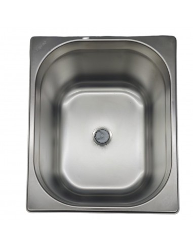 Lavabo rectangular de acero inox 32.5 x 26.5 cm y desague codo 25mm