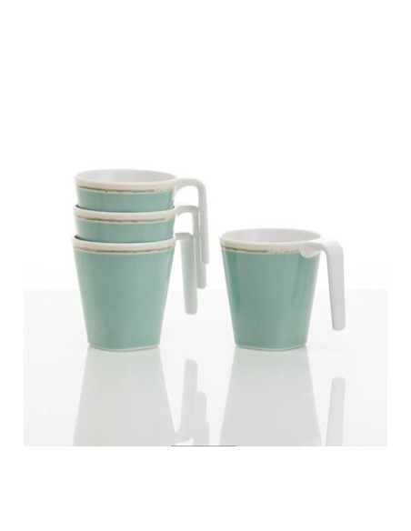 Set di 4 tazze in melamina Tiffany turchese