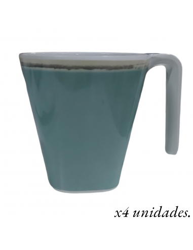 Set di 4 tazze in melamina Tiffany turchese