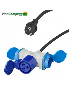 Cable adaptador de 150cm 3x2,5mm² de enchufe Schuko a conector 1xCEE + 2xSchuko