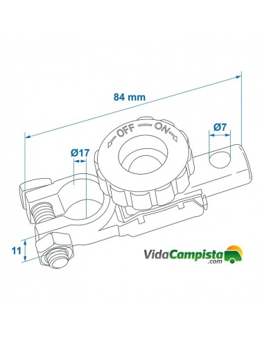 Conjunto de bornes de batería (-) 17,5mm con interruptor ProPlus