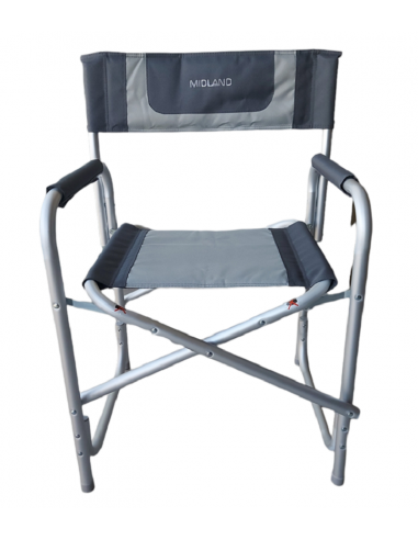 Silla de director pegable negra en aluminio. Midland