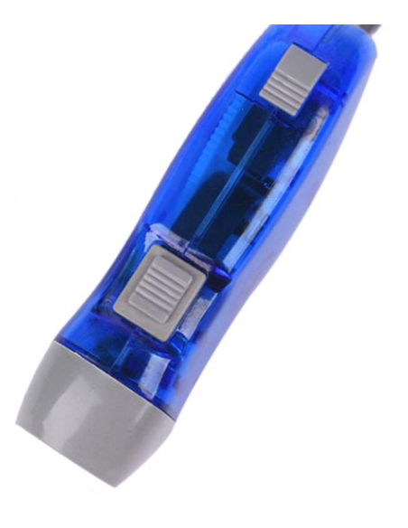 Led flashlight with rechargeable battery.