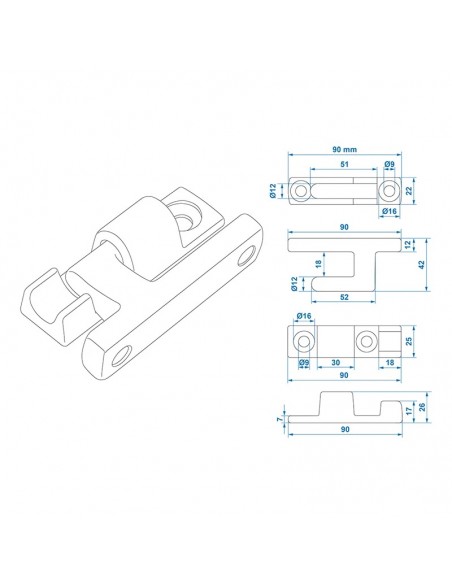 Juego de bisagras completo para tablero 11mm
