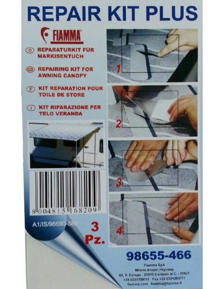 Repair kit for canvas, awning and Fiamma Privacy fabric
