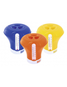 Pool chlorine dispenser with thermometer