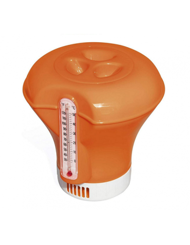 Pool chlorine dispenser with thermometer