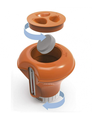 Dispensador de cloro para piscina com termômetro