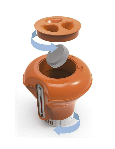 Pool chlorine dispenser with thermometer